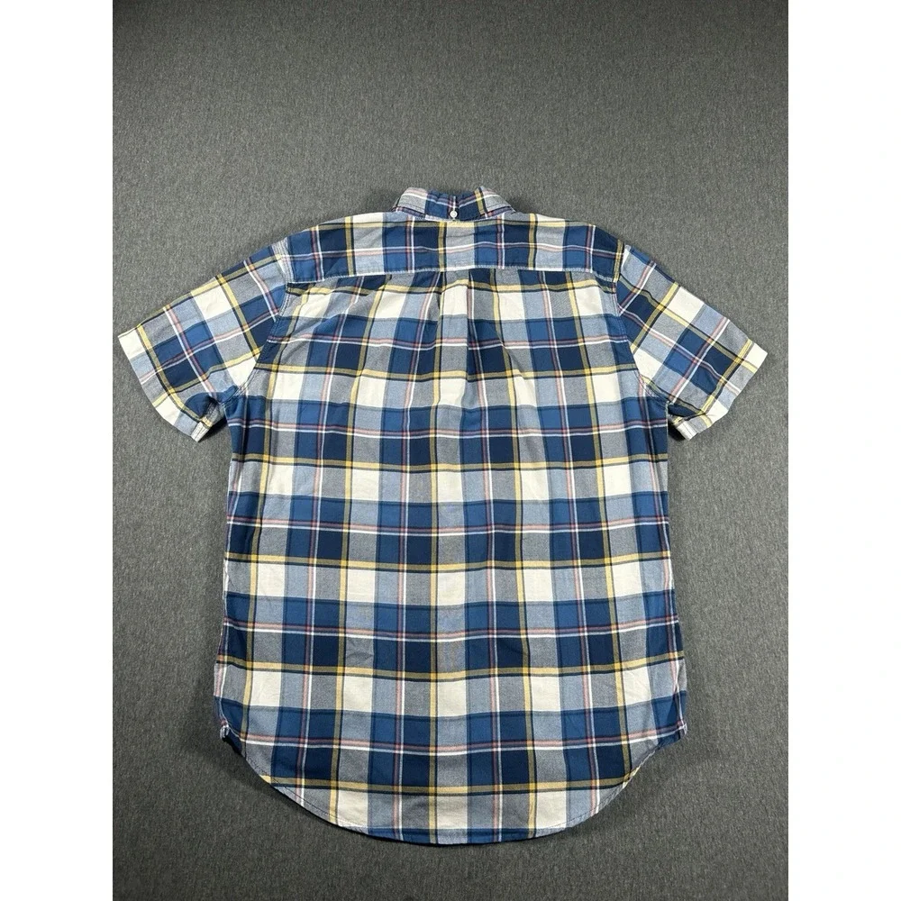 Levi's Men's‎ Slim Fit Short Sleeve Plaid Button Down Shirt Blue Yellow Large